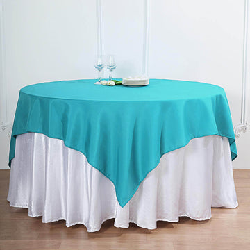 Turquoise Square Seamless Polyester Table Overlay 70"x70"
