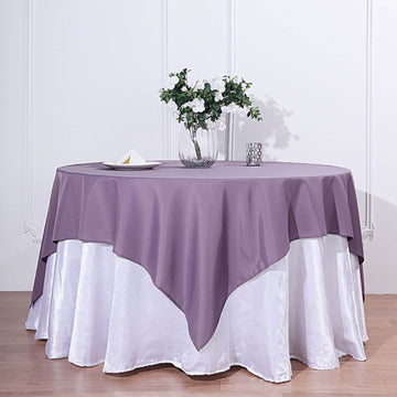 Add Elegance to Your Event with the Violet Amethyst Square Seamless Polyester Table Overlay 70"x70"