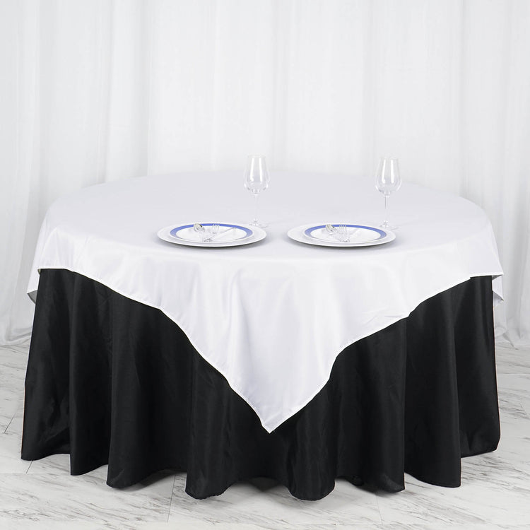 Square White Polyester Table Overlay 70 Inch