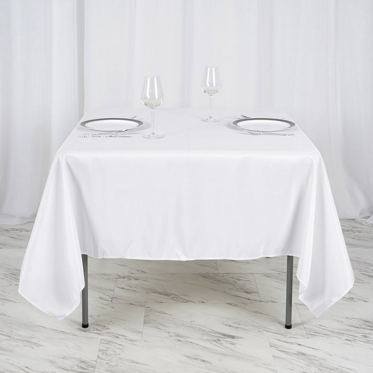 Square White Polyester Tablecloth 70 Inch