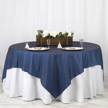 Dark Blue faux Denim Polyester Square Table Overlay 85"x85"