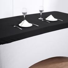 Black Stretch Spandex Rectangular Banquet Tablecloth Top Cover 8 Feet