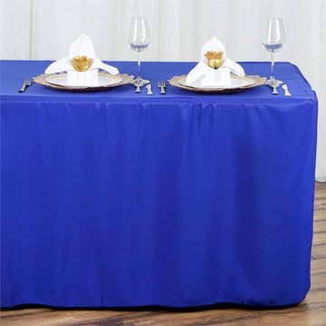 Upgrade Your Event Decor with the Royal Blue Fitted Polyester Rectangular Table Cover 8ft