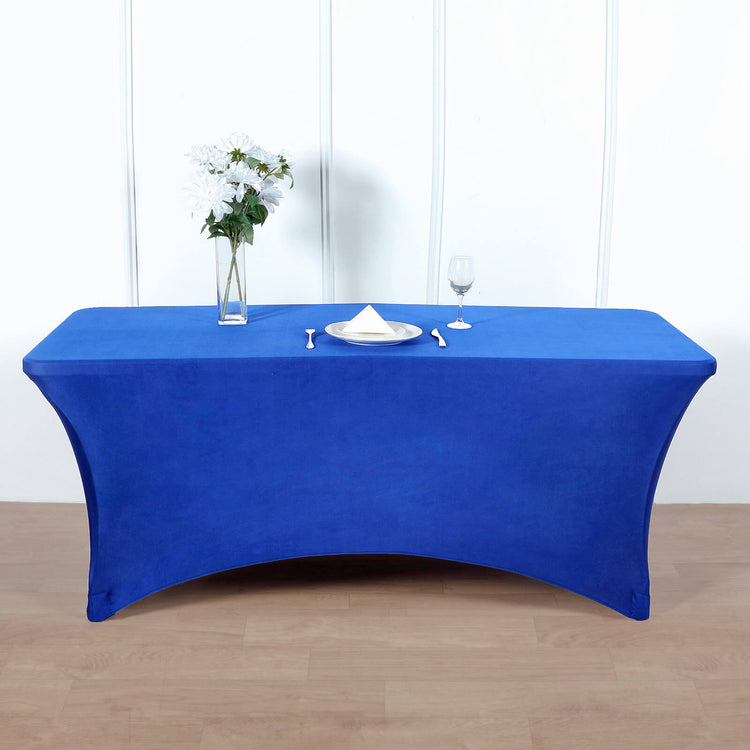8 Feet Royal Blue Rectangular Spandex Tablecloth