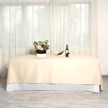 90 Inch x 132 Inch Beige Polyester Rectangular Tablecloth