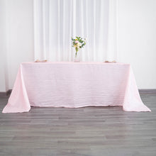 90 Inch By 132 Inch Blush Rose Gold Accordion Crinkle Taffeta Rectangular Tablecloth