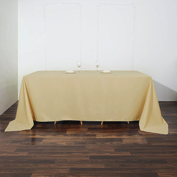 Champagne Seamless Polyester Rectangular Tablecloth 90"x132"