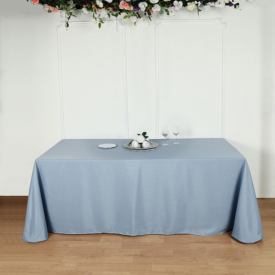 Dusty Blue Polyester Rectangular Tablecloth 90 Inch x 132 Inch