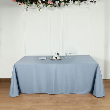 Dusty Blue Seamless Polyester Rectangular Tablecloth 90"x132" for 6 Foot Table With Floor-Length Drop