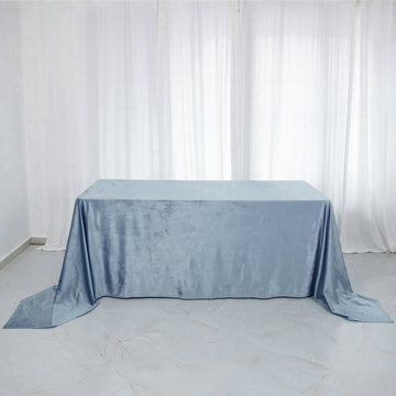 Dusty Blue Seamless Premium Velvet Rectangle Tablecloth, Reusable Linen 90"x132"