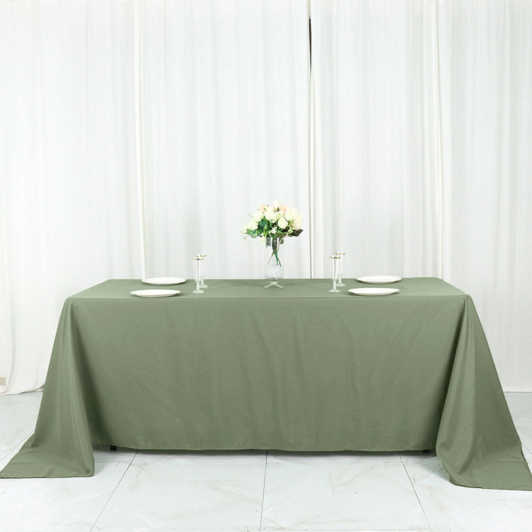 90x132 Inch Eucalyptus Sage Green Polyester Rectangular Tablecloth
