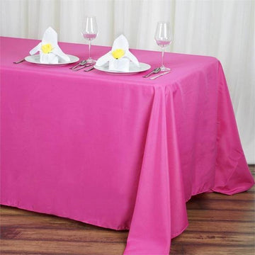 90"x132" Fuchsia Seamless Polyester Rectangular Tablecloth
