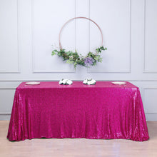 90"x132" Fuchsia Premium Sequin Rectangle Tablecloth