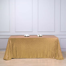 90 inch x 132 inch  Gold Premium Sequin Rectangle Tablecloth