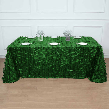 Green Leaf Petal Taffeta Seamless Rectangle Tablecloth 90"x132"