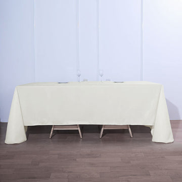 Ivory Seamless Polyester Rectangular Tablecloth 90"x132"