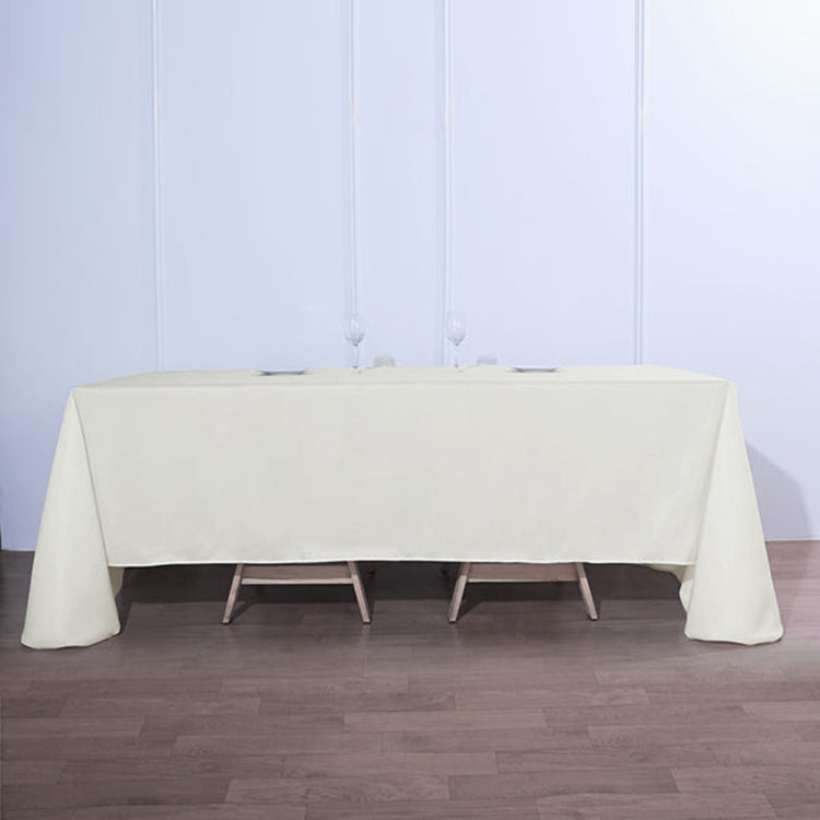 Ivory Rectangular Tablecloth Polyester 90 Inch x 132 Inch