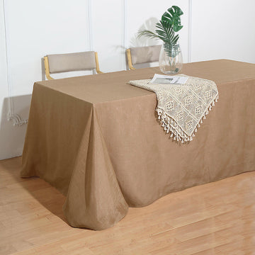 Natural Seamless Rectangular Tablecloth, Linen Table Cloth With Slubby Textured, Wrinkle Resistant 90"x132"