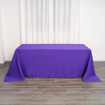 90"x132" Purple Seamless Polyester Rectangular Tablecloth