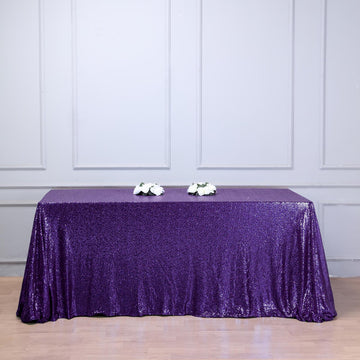 Purple Seamless Premium Sequin Rectangle Tablecloth 90"x132"