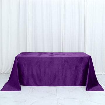 Purple Seamless Premium Velvet Rectangle Tablecloth, Reusable Linen 90"x132"