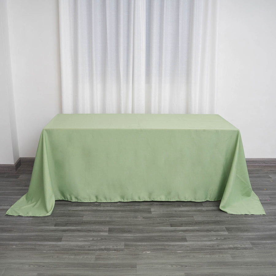 Sage Green Polyester Rectangular Tablecloth 90 Inch x 132 Inch 