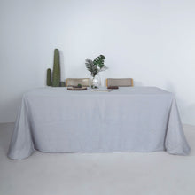 Rectangular Wrinkle Resistant Linen Tablecloth 90 Inch x 132 Inch Blue With Slubby Texture