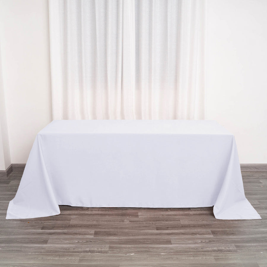 White Polyester Rectangular Tablecloth 90 Inch x 132 Inch