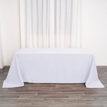 White Seamless Polyester Rectangular Tablecloth 90"x132" for 6 Foot Table With Floor-Length Drop