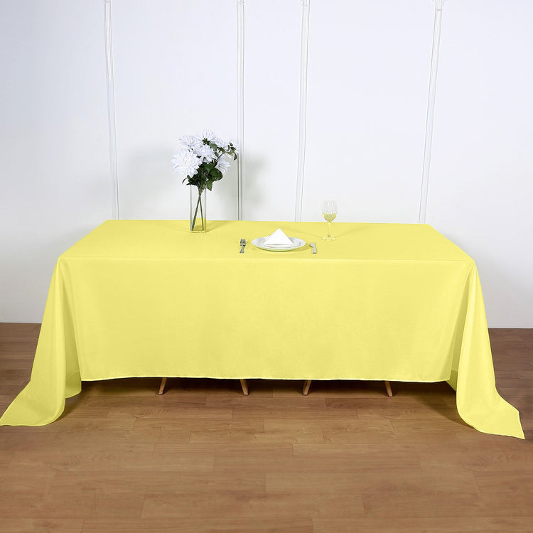 90 Inch x 132 Inch Yellow Polyester Rectangular Tablecloth