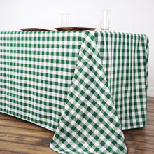 90 Inch x 156 Inch Buffalo Plaid Tablecloths In White & Green Checkered Rectangular Polyester Linen