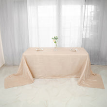 Beige Accordion Crinkle Taffeta Fabric Rectangular Tablecloth 90 Inch x 156 Inch