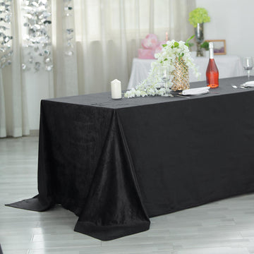 Black Seamless Premium Velvet Rectangle Tablecloth, Reusable Linen 90"x156"