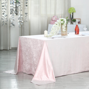 Blush Seamless Premium Velvet Rectangle Tablecloth, Reusable Linen 90"x156"