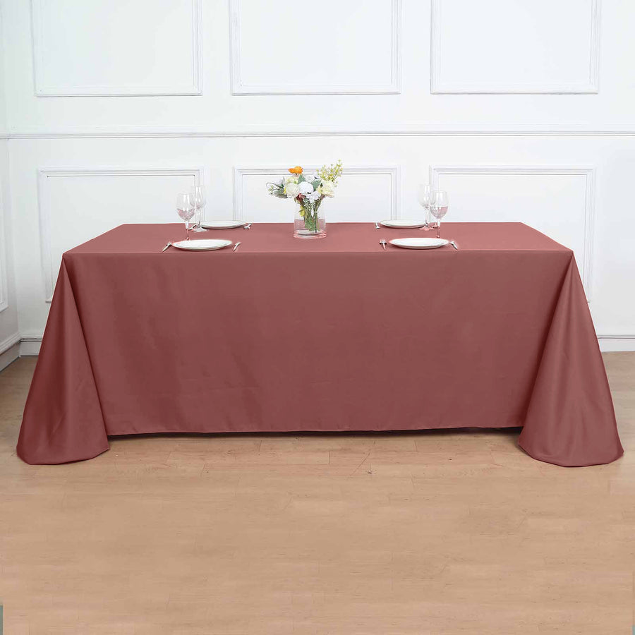 90X156 Inch Polyester Cinnamon Rose Seamless Rectangular Linen Tablecloth