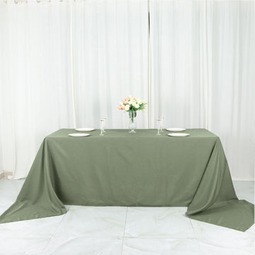 90"x156" Eucalyptus Sage Green Seamless Polyester Rectangular Tablecloth