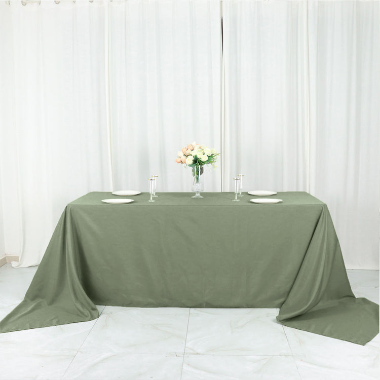 90x156 Inch Eucalyptus Sage Green Polyester Rectangular Tablecloth