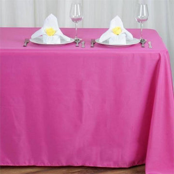 Add a Pop of Elegance with the Fuchsia Seamless Polyester Rectangular Tablecloth 90"x156"