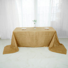90 Inch x 156 Inch Gold Accordion Crinkle Taffeta Fabric Rectangular Tablecloth