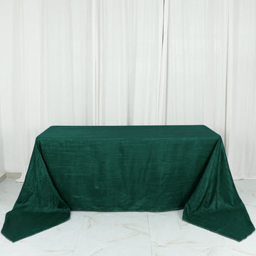 Elevate Your Event with the Hunter Emerald Green Accordion Crinkle Taffeta Seamless Rectangular Tablecloth 90"x156"