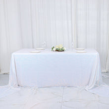 90 Inch x 156 Inch Iridescent Blue Sequin Rectangle Tablecloth
