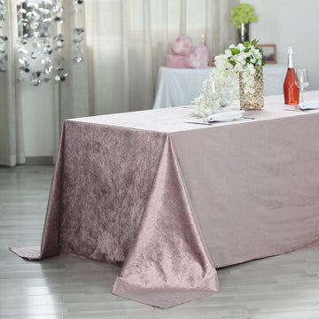 Mauve Seamless Premium Velvet Rectangle Tablecloth, Reusable Linen 90"x156"