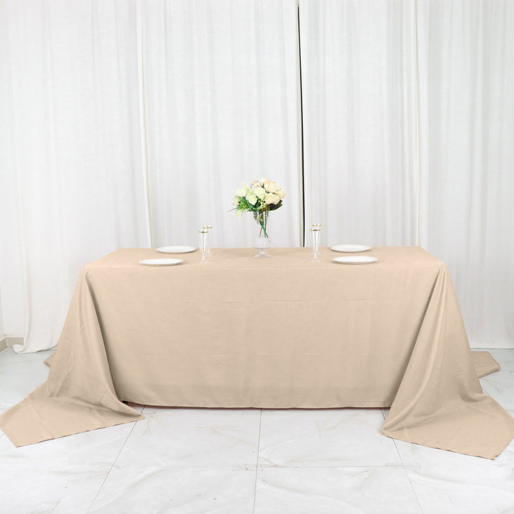 90x156 Inch Nude Polyester Rectangular Tablecloth