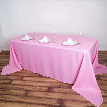 Add Elegance to Your Event with the PINK Seamless Polyester Rectangular Tablecloth
