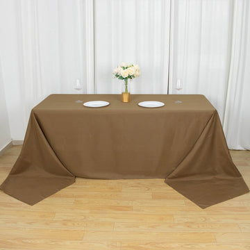 90"x156" Taupe Seamless Polyester Rectangular Tablecloth