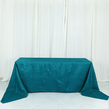 Elevate Your Event with the Teal Accordion Crinkle Taffeta Rectangular Tablecloth