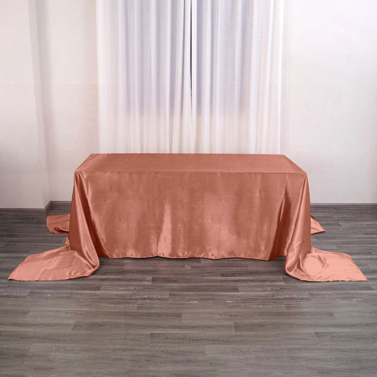 Terracotta Satin Rectangular Tablecloth 90 Inch By 156 Inch