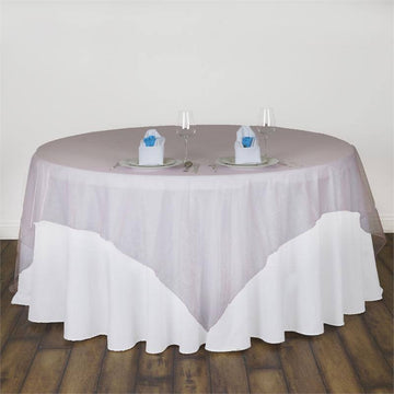 90"x90" Pink Sheer Organza Square Table Overlay