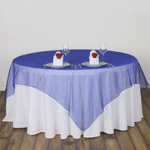 90 Inch x 90 Inch Royal Blue Sheer Organza Square Table Overlay#whtbkgd