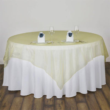 Yellow Sheer Organza Square Table Overlay 90"x90"